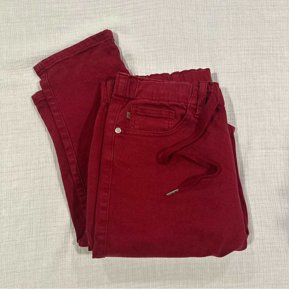 Judy Blue Women’s Size 7/28 Red Drawstring Tapered Jeans Garment Dyed